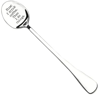 Solvind Funny Engraved Coffee Spoon, First I Drink Coffee Then I Do Things Stainless Steel Tea Spoon, Nice Gift for Coffee Lovers, Birthday, Christmas, Valentine,Father Day