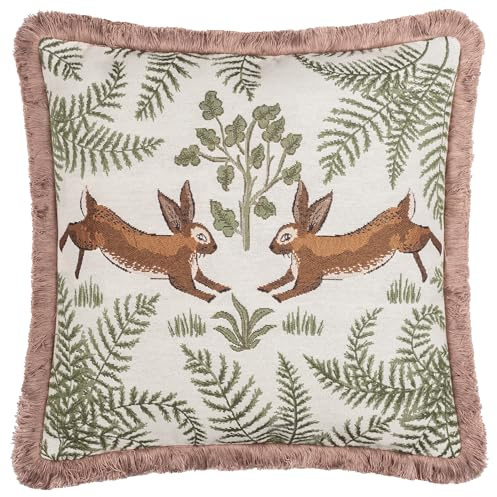 furn. Wylder Fable Rabbits Feather Filled Cushion (Green - 45x45cm)