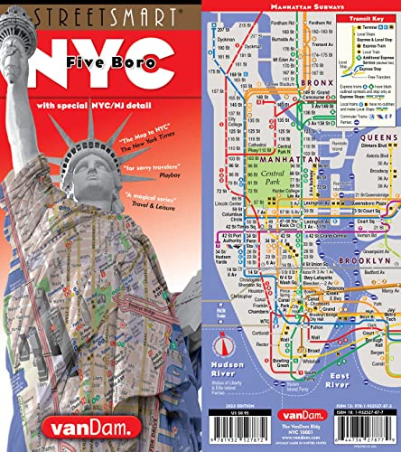 StreetSmart NYC Five Boro Map by VanDam-Laminated pocket city street map w/ attractions in Metro NYC & all 5 boros of NY City: Manhattan, Brooklyn, ... ... new Subway Map – Folded Map 2027 Edition
