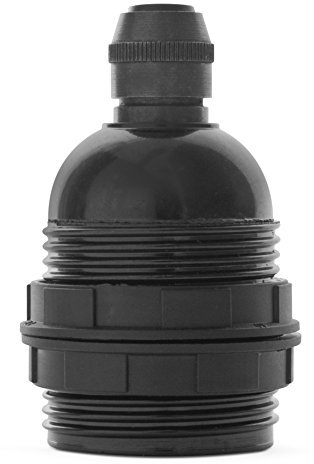 Premium Bakelit Fassung E27, Retro Lampenfassung schwarz mit Klemmnippel aus Messing: Bronze Antik, Gewindemantel