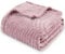 SOCHOW Flanell Fleecedecke mit 3D-Blattmuster, leichte, superweiche, gemütliche Plüsch-Bettdecke/Sofadecke 127 x 150 cm, Staubige Rose