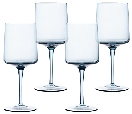 Navaris blau getönte Weingläser 4er-Set - Farbige Weingläser mit Stiel - Stilvolle Design-Glaswaren zum Servieren von Wein Cocktails Desserts
