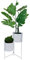 Pflanzenständer mit 2 Übertöpfen H48xØ18cm Metall Weiß - Blumenhocker Blumenständer Pflanzenständer