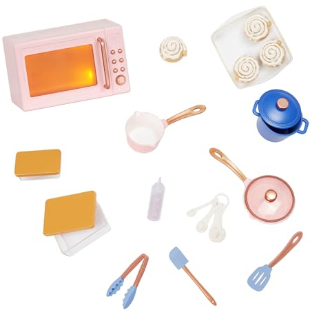Our Generation BD35160Z In The Kitchen - für 46cm Puppen, Küchen Zubehör für Puppen 13-Teile – Kinder Spielzeug ab 3 Jahre - 45457 HCM Kinzel