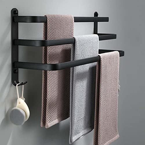 Ruhetfam 60CM Towel Bar Towel Rack Bathroom, Bathroom Accessories Set,60CM Handtuchhalter Ohne Bohren, Handtuchhalter Schwarz,