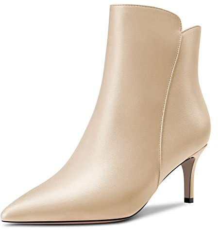 Castamere Donna Spillo Medio Gattini Tacco Heel a Punta Stivaletti Cerniera Slip-on Classico Dress Ufficio 6.5 CM Heels Stivali Oro Matte 42 EU