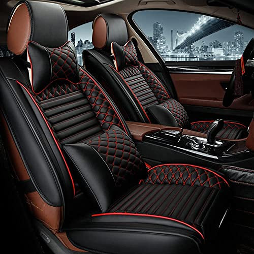 Auto-SitzbezüGe für VW Golf 7 Variant/Golf Variant R R-Line Wagon 5-Sitze, Leder Luxus Voll Vorderseite Und RüCkseite SchonbezüGe, Auto-ZubehöR Schonbezug AutositzbezüGe Kompatibel