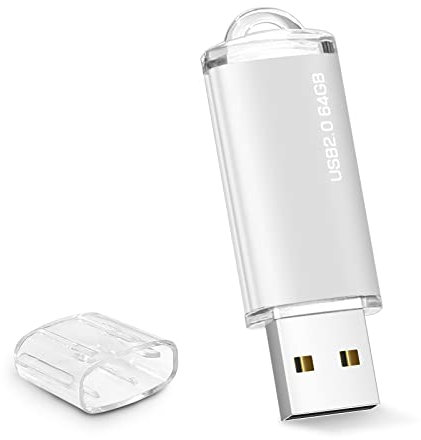 Cle USB 64 GO, Clé USB 64 Giga Mini Clef USB 64GO USB 2.0 Pen Drive 64GB avec Lumière LED pour Ordinateur Portable, Tablette, PC etc Stockage Données (Argent)
