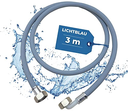 Lichtblau Zulaufschlauch Waschmaschine Geschirrspüler 2984 Größe 3 m I Wasserschlauch mit Metallgewinde I 3/4 Zoll Winkel/Gerade inkl. Dichtung I universell verwendbar Hersteller unabhängig