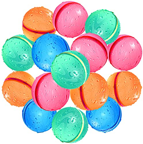 CHINIKO 15 Stüc Wiederverwendbare Wasserbomben,Wasserbomben mit Netzsack,Wasserbomben eignen sich für Sommerspielzeug und Partys, Poolspielzeug und Spiele im Freien
