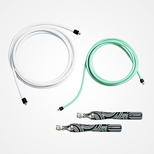 Crossrope Get Lean Set - Weighted Jump Rope- 1/4 LB and 1/2 LB Ropes - Slim Handles - Small