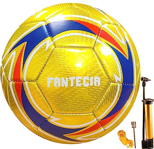 Fantecia Soccer Ball Taille 5 pour Ballon d’entraînement Officiel Masculin et féminin pour Enfants et Jeunes et Adulte Ballon de Match de Football avec Pompe
