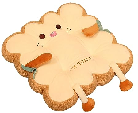 EBbels Toastbrot Kissenkissen, Kawaii-Cartoon-Toast-Sitzkissen, Plüschtier, Weicher Stuhlbezug, Bodensitzkissen, Plüsch Für Büro, Wohnheim, Schlafzimmer, Zuhause (1)