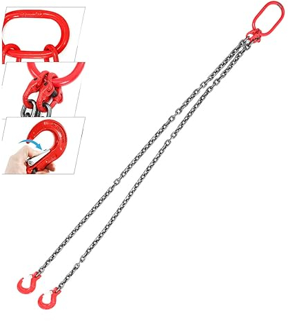 ECUTEE Kettengehänge Anschlagkette 2M 2 Strang Kettenschlinge G80 Mn-Stahl 3T /6614LBS Hebekette Transportieren von Lasten Hochleistung Skettenschlinge mit Haken