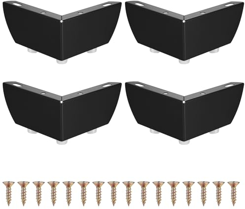 Qeapug Furniture Legs, Sofa Legs Set of 4, 55mm/2.16 Inch Black Metal Replacement Furniture Feet Triangle Table Legs for Cabinet Cupboard Sofa Couch Chair Kitchen Unit Legs Feet Replacement