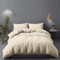 LivinEase Bettwäsche 260x240 Set - Mikrofaser Bettbezug 260x240 cm + 2 Kissenbezüge 65x65 cm - Bettwäsche - Creme