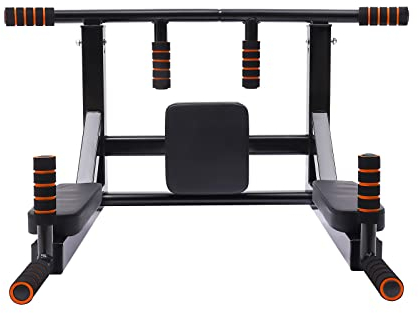 Barre de traction multi-poignées - Barre de traction - Montage mural - Pour la maison, la gym, le fitness - Multifonction - Pour l'entraînement - Noir