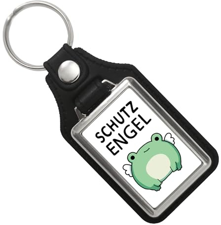 speecheese Frosch Schlüsselanhänger mit Kunstleder-Anhänger mit Spruch Schutzengel Glücksbringer für mehr Kraft und Glück Kawaii Frog Engel Tier