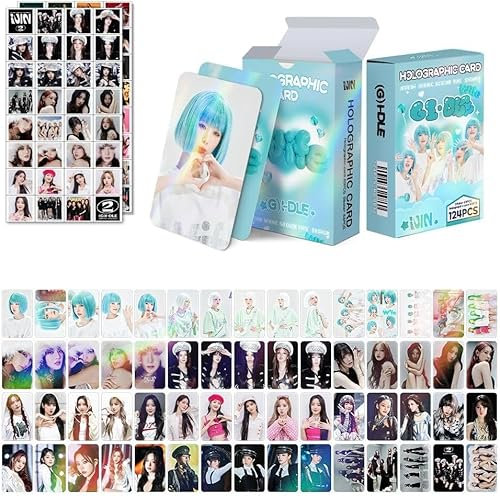 ELEFAD Ateez SK Ive Baby Monster GIDLE Twice SVT ENHYPEN Neues Album 60 Laserkarten und 64 Aufkleber Geschenk Set für Fans (GIDEL)