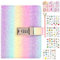 Lockable Journal with Stickers and Pens, Rainbow Diary with Lock for Girls, Secret Diary for Girls Age 6-14, Birthday Gifts for Girls 7 8 9 10 11 12 13 Year Old, Diary with Lock for Girls Teen