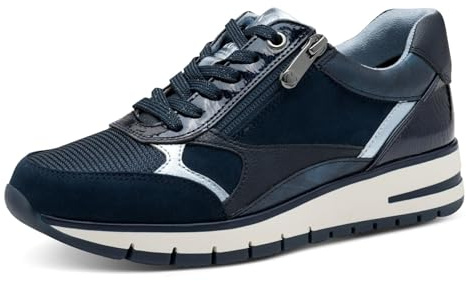 Marco Tozzi Damen Sneaker flach mit Reißverschluss Freizeit, Blau (Navy Comb), 36 EU