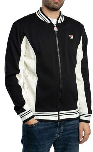 Fila Settanta Baseball Track Jacket - Black/Gardenia (UK, Alpha, L, Regular, Regular, Black/Gardenia)