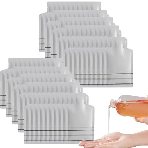 100 sacchetti per campioni in alluminio, a di bottiglia termosaldante, 8,9 x 13 cm, a prova di perdite, per shampoo, gel doccia, profumi e cosmetici da viaggio