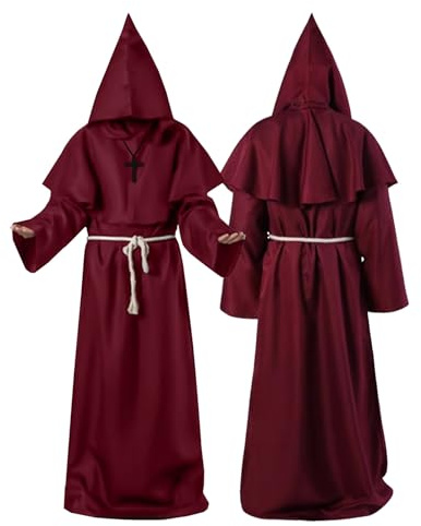 Tutukyle Disfraz Monje,Halloween Disfraz de Monje,Traje de Mago Medieval,Túnica de Sacerdote Renacentista,Accesorios de Cosplay de Halloween para Disfraces,Mardi Gras