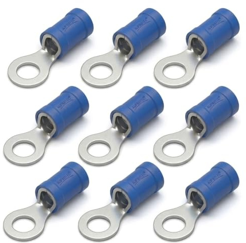 AUPROTEC 100x Connettore ad Occhiello 1,5-2,5 mm² blu foro Ø M5 RV Capicorda Preisolati PVC Connettori ad Anello Rame Stagnato Terminali Crimp per Cavi Fili Elettrici