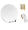 Parabole Satellite Fibre Composite Blanche 60cm Brides INOX + LNB 0.1dB Quad 4K
