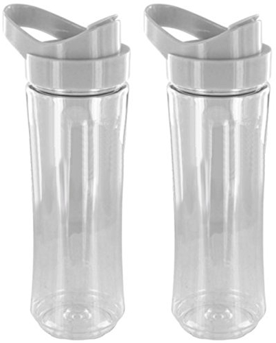 SPARES2GO Food Collection Mix & Go Bottle + Lid for Russell Hobbs Blender (Pack of 2)