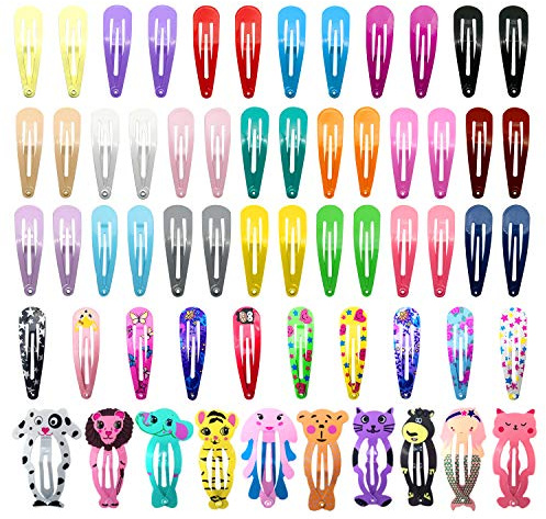 Girls Hair Clips, Funtopia 60 Pcs Non Slip Metal Snap Hair Clips for Girls