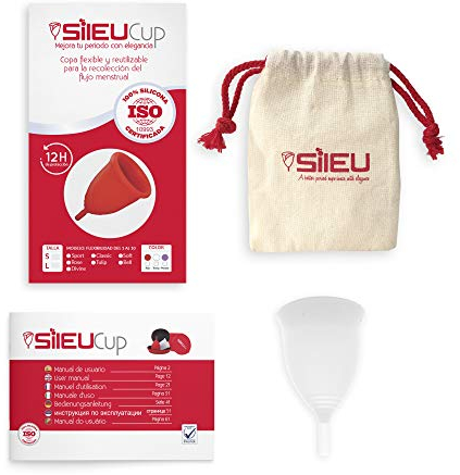 Coppetta Mestruale Sileu Cup Tulip - Ideale Per Principianti, Flessibilità Intermedia, Alternativa a Tamponi e Compresse, Vegan, Ecologica, Nessuna Perdita - Taglia L, Transparente