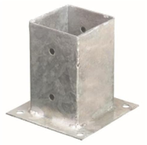 Staffa ancoraggio a bicchiere per pali quadrati 91x91mm.Portapalo con base 15x15cm, con 4 fori da avvitare.Boccola portapalo in acciaio da 91x91xH.150mm