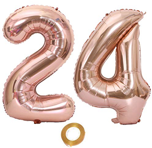 Luftballons Zahl 24 rosegold Nummer 24 Luftballon 24 Rosegold Folienballon 24. Geburtstag deko frauen, 32 Zoll Große Ballon Zahl 24 Riese Heliumfolie 24 jahre Geburtstag deko frau Mädchen