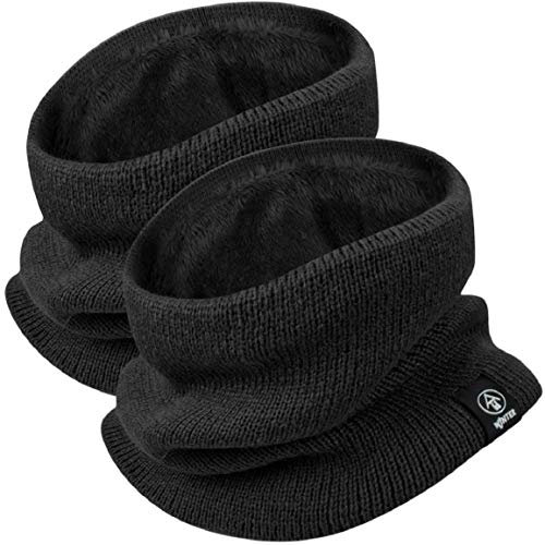 Yuson Girl Schlauchschal Damen Herren Winter Halsschlauch Dick Fleece Halswärmer Fleece Loop Schal Unisex Innenfutter Neckwarmer Multifunktionstuch Strickschal für Outdoor(Schwarz+Schwarz)