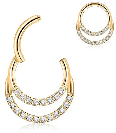 16G CZ Nasenringe Septum Clicker 316L Chirurgisches Stahlsegment Helix Knorpel Ohrringe Creolen Daith Piercing Schmuck