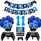 Vubkkty 11th Birthday Decorations for Boys, Gaming Party Decorations Supplies Set, Controller Balloons and Blue Black Balloons, HAPPY BIRTHDAY GAME ON WELCOME Hanging Banner for Boys