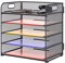 Supeasy 5 Ablagen, Papier-Organizer, Briefablage mit Griff-Netz, Schreibtisch-Organizer, Grauer Papiersortierer, Schreibtisch-Organizer für Büro, Zuhause oder Schule