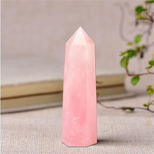 AHSKY 1 STÜCK Natürliche Kristalle Steine Und Mineral Punkt Zauberstab Energiesäule Heilung Obelisk Polierte Exemplare Chakra Raumdekoration Erzhandwerk (Color : Rose Quartz, Size : 70-80mm)