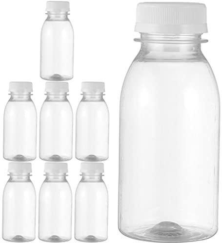 Yardwe 8 Stücke Leere Milchflaschen 200ml Kleine Saftflaschen Kunststoff Wiederverwendbare Milch Trinkflasche Getränkeflasche Transparente Joghurt Smoothie Flaschen zum Befüllen