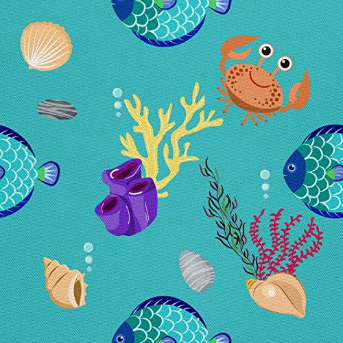 HEKO PANELS Stoff Oxford Wasserdichte Meterware Canvas-Stoff Polyester Stoff Zum Nähen Nähstoffe Dekostoffe Wasserabweisend Blickdicht Unterwasserwelt 1 Meter 155 x 100 cm, (DR220)