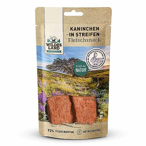 Wildes Land - Kaninchenfleisch in Streifen- Kausnack für Hunde Gewicht 200 g