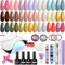 Phoenixy Gel Nail Kit, 21 Colours Gel Nail Polish Set with Nail Lamp Starter Kit Pink Brown Red Nail Kit Gift for Women