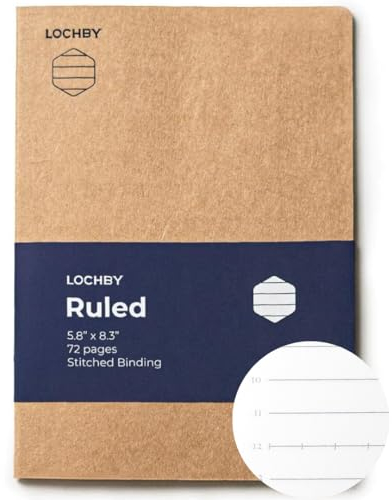 LOCHBY Tomoe River A5-Notizbuch, Füllfederhalterfreundlich, 68 g/m², weicher brauner Einband, Nachfüllpackung, für Reisende, Arbeit, Schule und Tagebücher (72 Seiten)