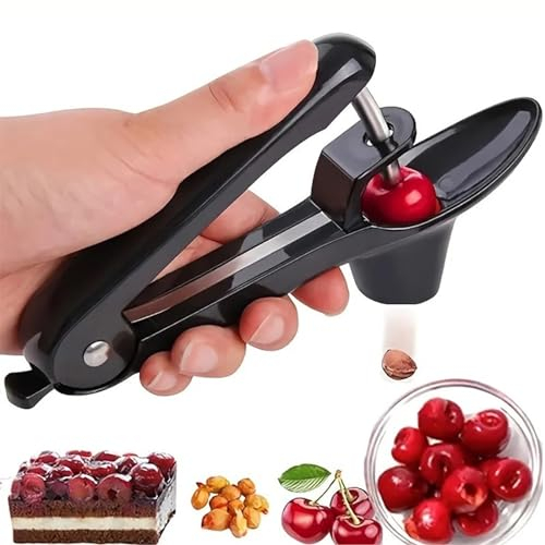Cherry Pitter, Cherry Pit Remover Tool, Olives Pitter Cherry Seed Core Stoner Seed Tool with Lock Design, Durable Cherries Corer Fruit Pit Remover for Cherry Jam
