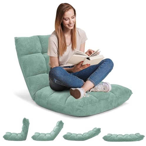 RELAX4LIFE Bodenstuhl Faltbar, Lazy Sofa, Meditationsstuhl, Bodensessel mit Verstellbarer Lehne, für Zuhause oder Büro, Farbewahl (Mintgrün)