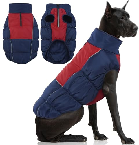 IECOii Winterjacken & Wintermäntel Für Hunde,Hunde Wintermantel,Hundemantel Winter Warm, Hundejacke Winterweste Jacken Hundemantel Hundepullover,Hundejacken Winter Winddicht Wasserdicht,Blau,4XL