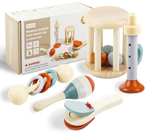 Gxhong Montessori Holz Musikspielzeug, Kinder Musikinstrumente, Baby-Musikinstrumente, Percussion Set für frühe Kindheit, Jungen Mädchen Baby Geburtstag Geschenk