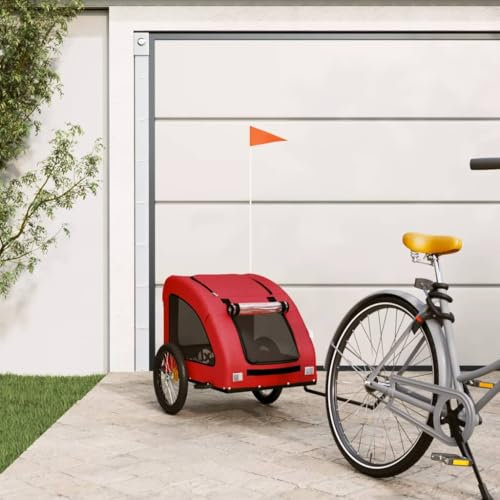 Xichuzi Fahrradanhänger Hunde Rot Oxford-Gewebe und Eisen, Fahrrad Anhänger, Lastenanhänger, Handwagen, Fahrrad-lastenanhänger, Lastenfahrrad - 93964